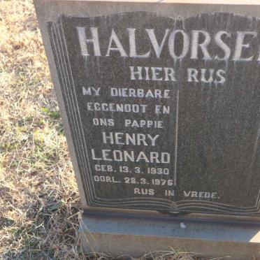 HALVORSEN Henry Leonard 1930-1976