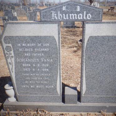 KHUMALO Johannes Fana 1929-1994