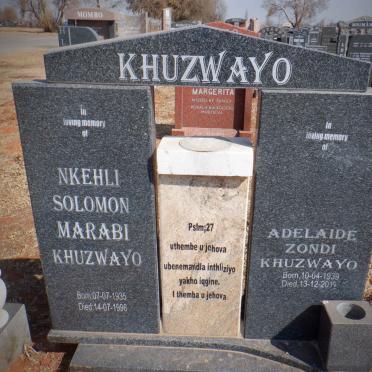 KHUZWAYO Nkehli Solomon Marabi 1935-1996 &amp; Adelaide Zondi 1939-2015