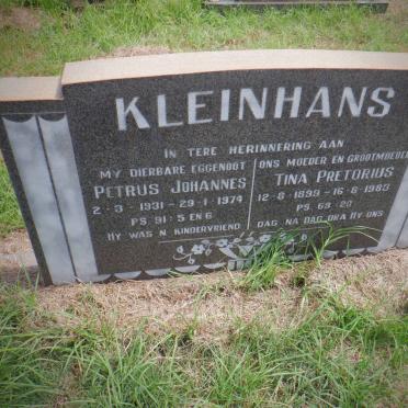 KLEINHANS Petrus Johannes 1931-1974 :: PRETORIUS Tina 1899-1983