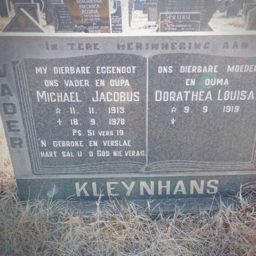 KLEYNHANS Michael Jacobus 1913-1978 &amp; Dorathea Louisa 1919-