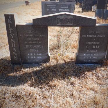 KLEYNHANS Theodorus Erns 1894-1974 &amp; Cecilia Maria 1907-1977