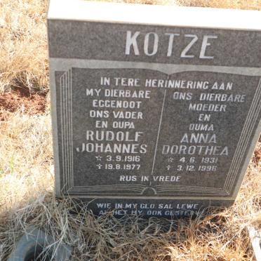 KOTZE Rudolf Johannes 1916-1977 &amp; Anna Dorothea 1931-1996