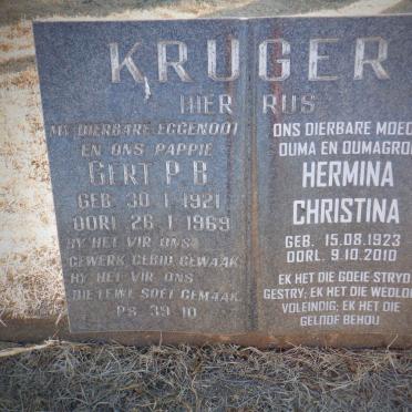 KRUGER Gert P.B. 1921-1969 &amp; Hermina Christina 1923-2010