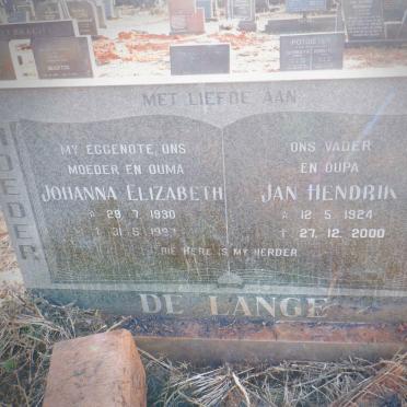 LANGE Jan Hendrik, de 1924-2000 &amp; Johanna Elizabeth 1930-1997