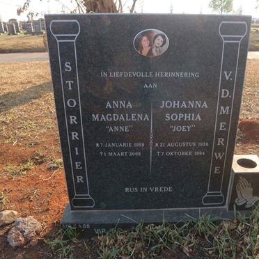 MERWE Johanna Sophia, v.d. 1936-1994 :: STORRIER Anna Magdalena 1959-2008