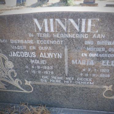 MINNIE Jacobus Alwyn 1923-1979 &amp; Maria Elena 1929-2008