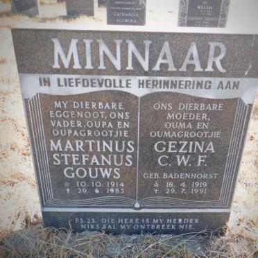 MINNAAR Martinus Stefanus Gouws 1914-1985 &amp; Gezina C.W.F. BADENHORST 1919-1991