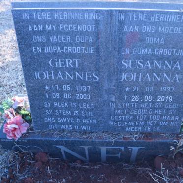 NEL Gert Johannes 1937-2003 &amp; Susanna Johanna 1937-2019