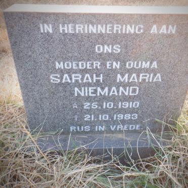 NIEMAND Sarah Maria 1910-1983