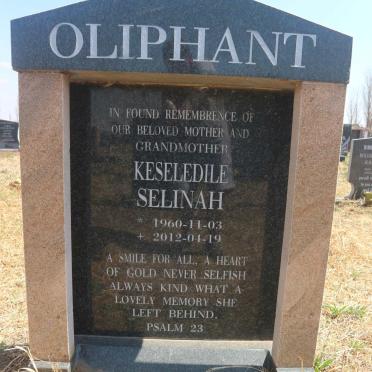 OLIPHANT Keseledile Selinah 1960-2012