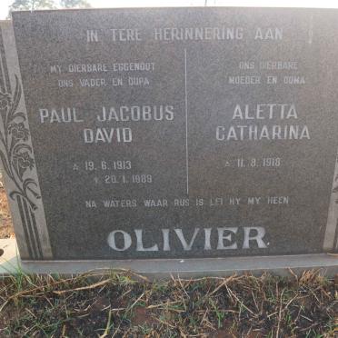 OLIVIER Paul Jacobus David 1913-1989 &amp; Aletta Catharina 1918-