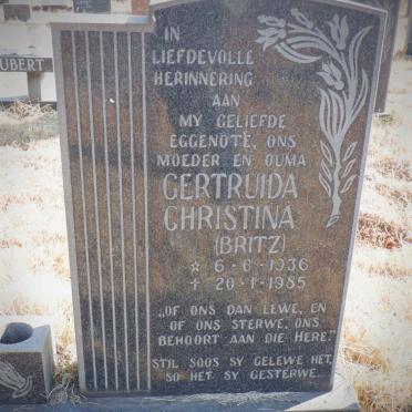 OOSTHUIZEN Gertruida Christina nee BRITZ 1936-1985
