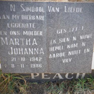 PEACH Martha Johanna 1942-1986