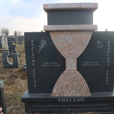 PHELEME Kabelani Frans 1926-1999 &amp; Noziziwe Evelyn 1930-2005