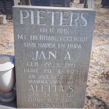 PIETERS Jan A. 1927-1973 &amp; Aletta S. 1931-1991