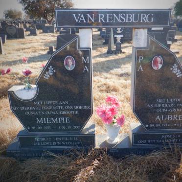 RENSBURG Aubrey, van 1914-2007 &amp; Miempie 1921-2001