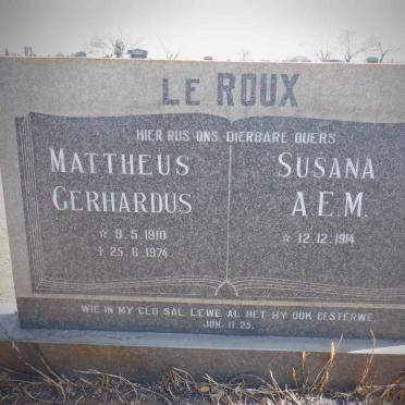 ROUX Mattheus Gerhardus, le 1910-1974 &amp; Susanna A.E.M. 1914-