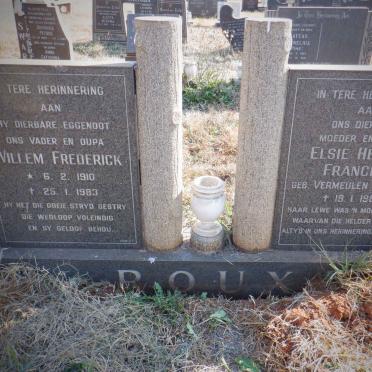 ROUX Willem Frederick 1910-1983 &amp; Elsie Helena Francina VERMEULEN 1910-1987