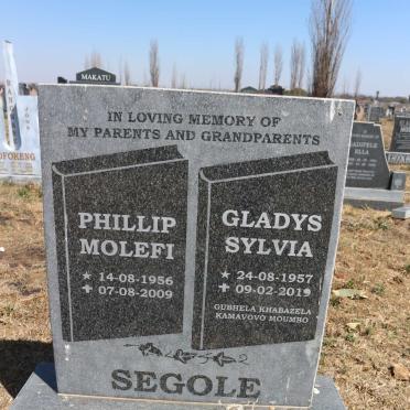 SEGOLE Phillip Molefi 1956-2009 &amp; Gladys Sylvia 1957-2019
