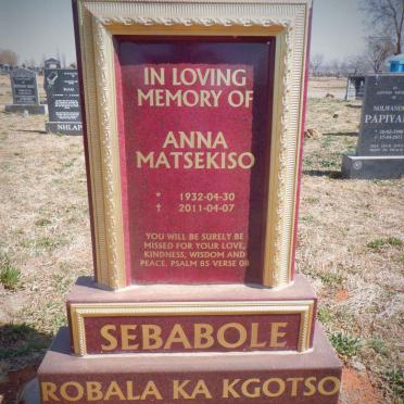 SEBABOLE Anna Matsekiso 1932-2011