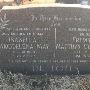 TOIT Frederick Matthys Christian, du 1906-1982 &amp; Isabella Magdelena May 1909-1977