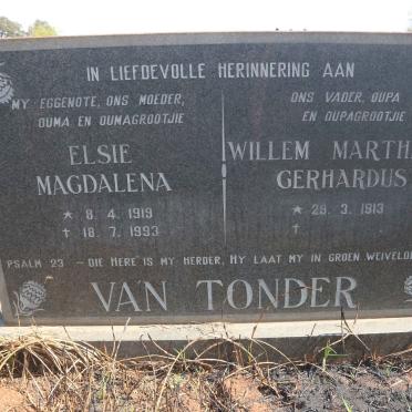 TONDER Willem Marthinus Gerhardus, van 1913- &amp; Elsie Magdalena 1919-1993
