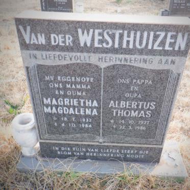 WESTHUIZEN Albertus Thomas, van der 1927-1986 &amp; Magrietha Magdalena 1932-1984