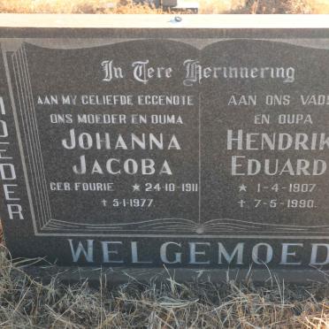 WELGEMOED Hendrik Eduard 1907-1990 &amp; Johanna Jacoba FOURIE 1911-1977
