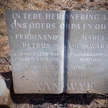 WYK Ferdinand Petrus, van 1917-1972 &amp; Maria J.M. SWARTS 1925-2001