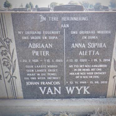 WYK Adriaan Pieter, van 1921-1985 &amp; Anna Sophia Aletta 1928-2014