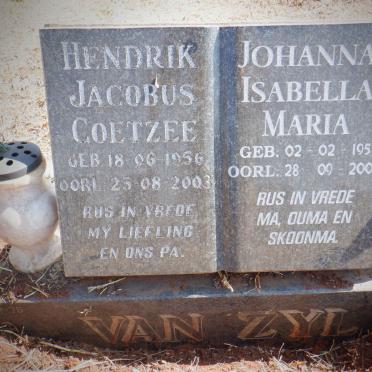 ZYL Hendrik Jacobus Coetzee, van 1956-2003 &amp; Johanna Isabella Maria 1955-2007