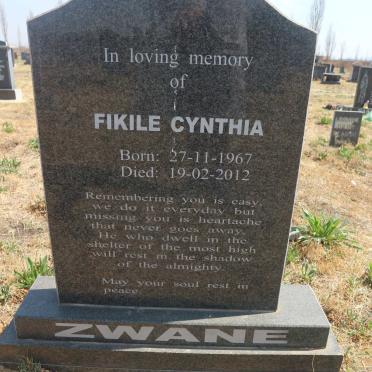 ZWANE Fikile Cynthia 1967-2012