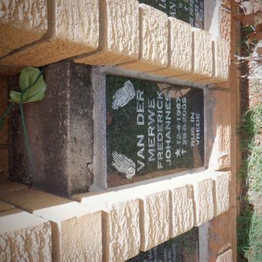 MERWE Frederick Johannes, van der 1967-2009 