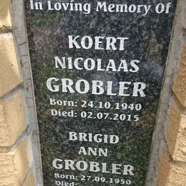 GROBLER Koert Nicolaas 1940-2015 &amp; Brigid Ann 1950- 