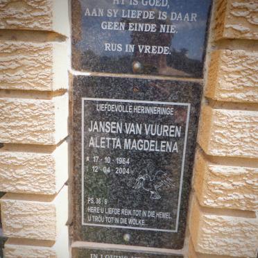 VUUREN Aletta Magdalena, Jansen van 1964-2004 