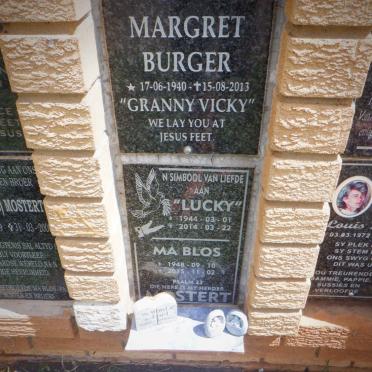 BURGER Victoria Margret 1940-2013 :: MOSTERT Lucky 1944-2014 &amp; Blos 1948-2015 