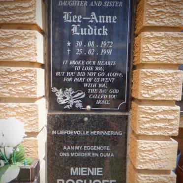 LUDICK Lee-Anne 1972-1991 :: BOSHOFF Mienie 1942-2003