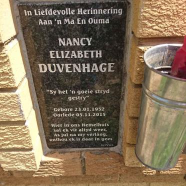 DUVENHAGE Nancy Elizabeth 1952-2015 