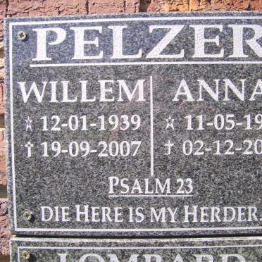 PELZER Willem 1939-2007 &amp; Anna 1941-2015