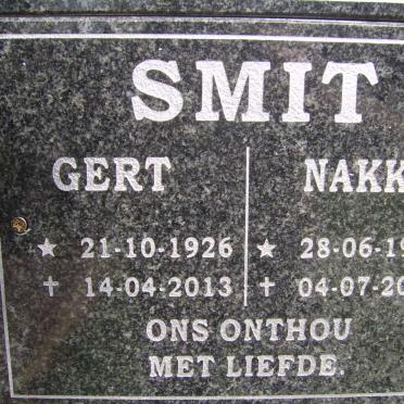 SMIT Gert 1926-2013 &amp; Nakkie 1931-2009
