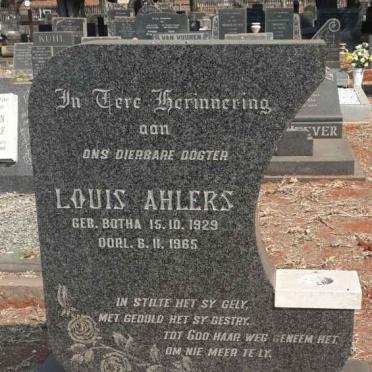 AHLERS Louis nee BOTHA 1929-1965