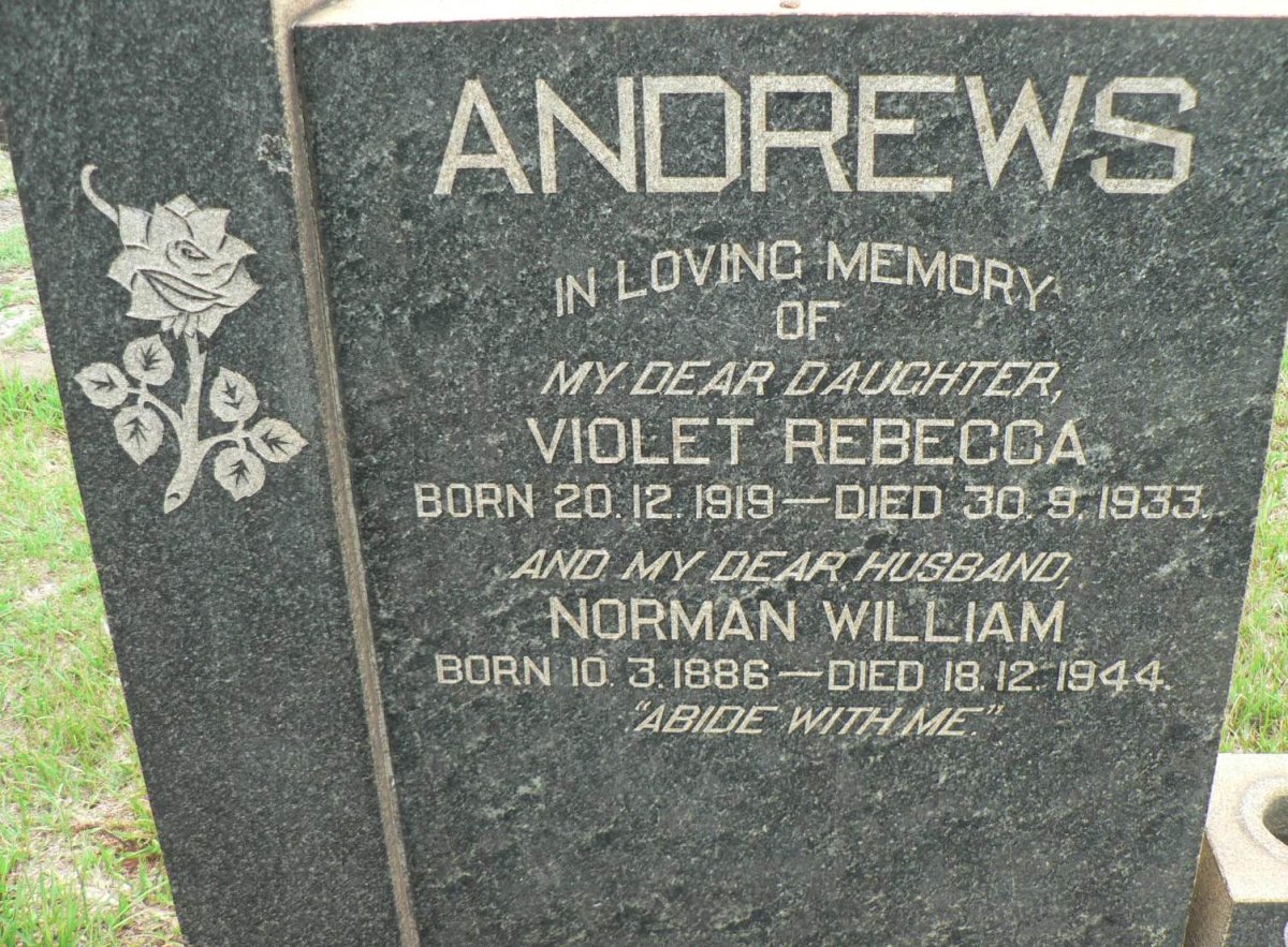 ANDREWS Norman William 1886-1944 :: ANDREWS Violet Rebecca 1919-1933