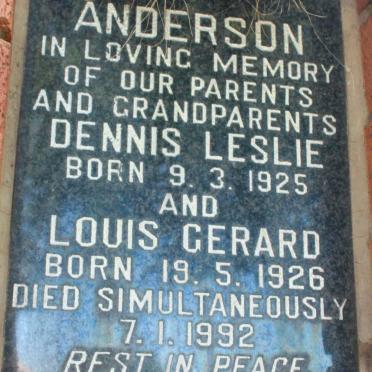 ANDERSON Dennis Leslie 1925-1992 &amp; Louis Gerard 1926-1992