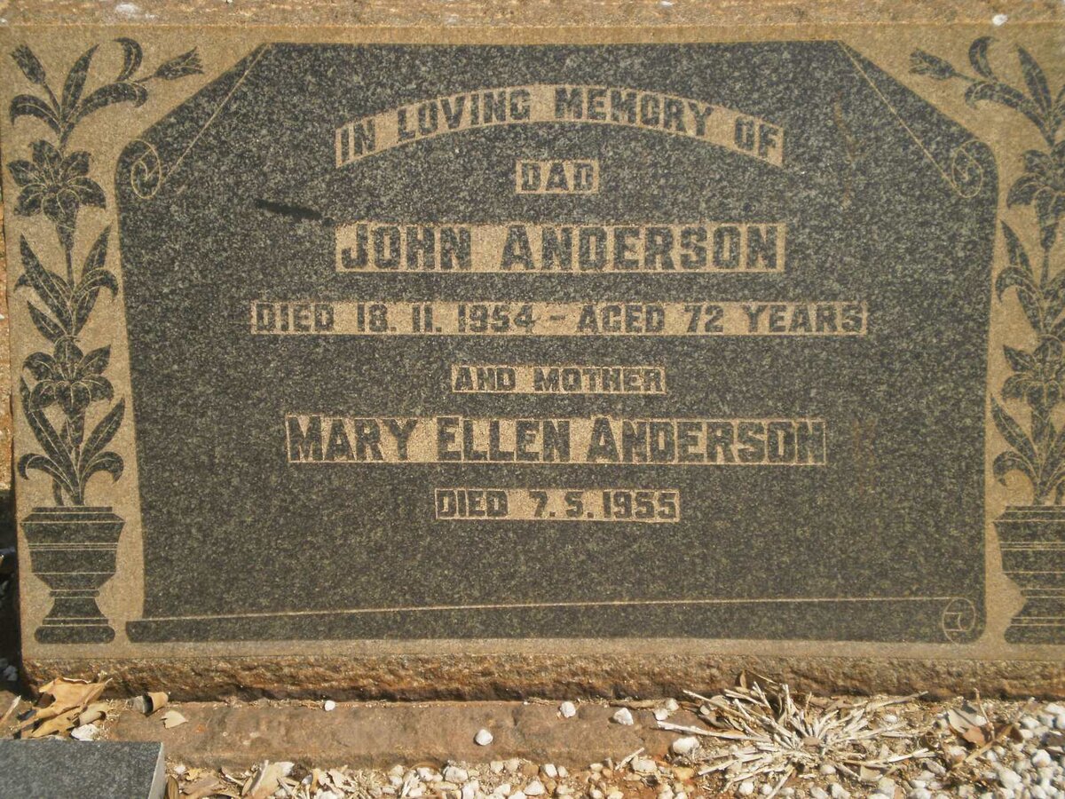 ANDERSON John -1954 &amp; Mary Ellen -1955