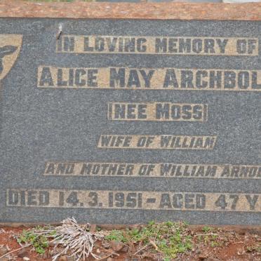 ARCHBOLD Alice May nee MOSS -1951