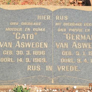 ASWEGEN German, van 1889-1960 &amp; Cato 1896-1969