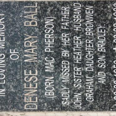 BALL Denese Mary nee MAC PHERSON 1958-1998