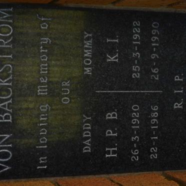 BACKSTROM H.P.B., von 1920-1986 &amp; K.I. 1922-1990