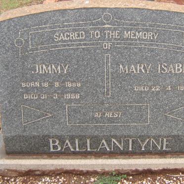 BALLANTYNE Jimmy 1898-1956 &amp; Mary Isabelle -1943